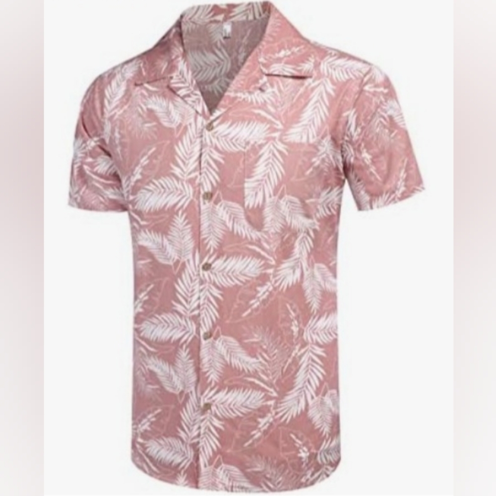 Coofandy Mens Hawaiian Floral Shirt Cotton Linen Button Down Tropical Beach Shir